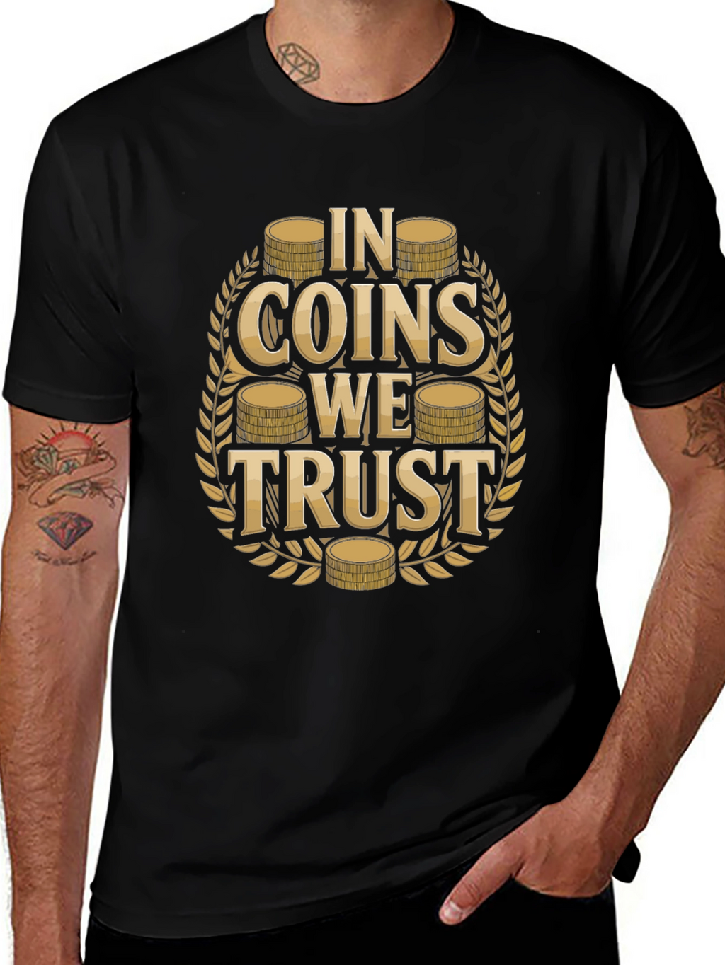 In Coins We Trust Graphic Tee - Black Cotton