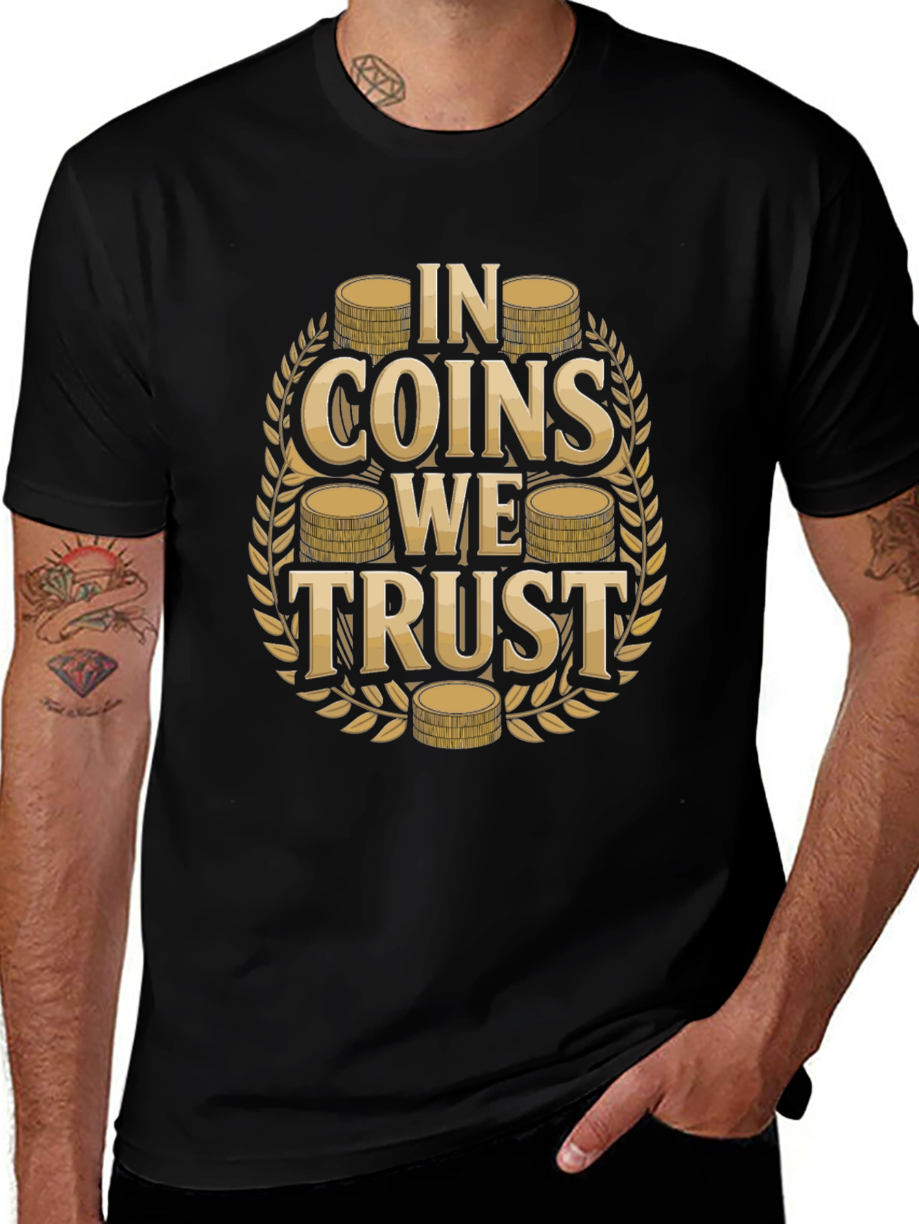 In Coins We Trust Graphic Tee - Black Cotton