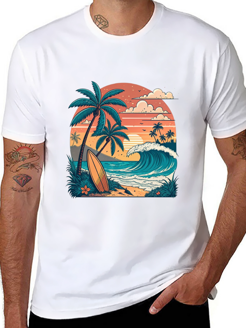 Tropical Surf T-Shirt - Beach Vibes