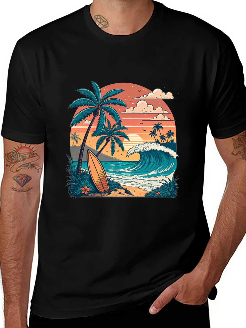 Tropical Surf T-Shirt - Beach Vibes