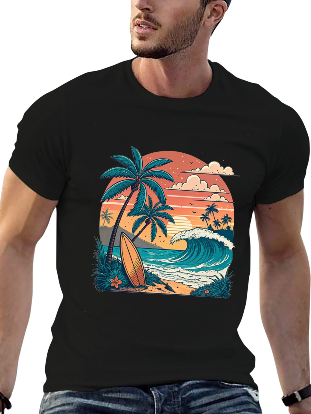 Tropical Surf T-Shirt - Beach Vibes
