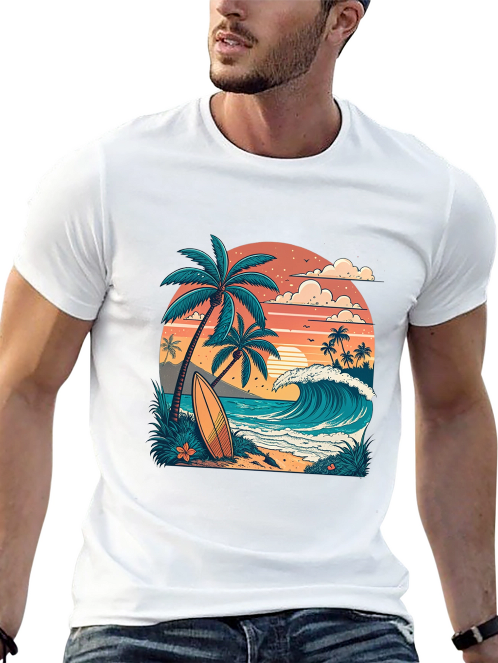 Tropical Surf T-Shirt - Beach Vibes