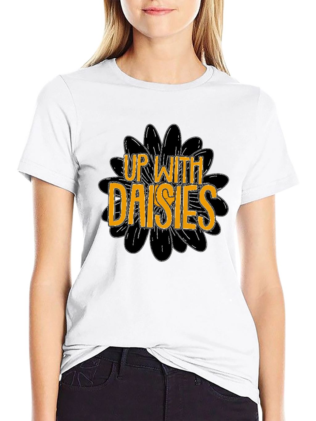 Up With Daisies Graphic T-Shirt - Black