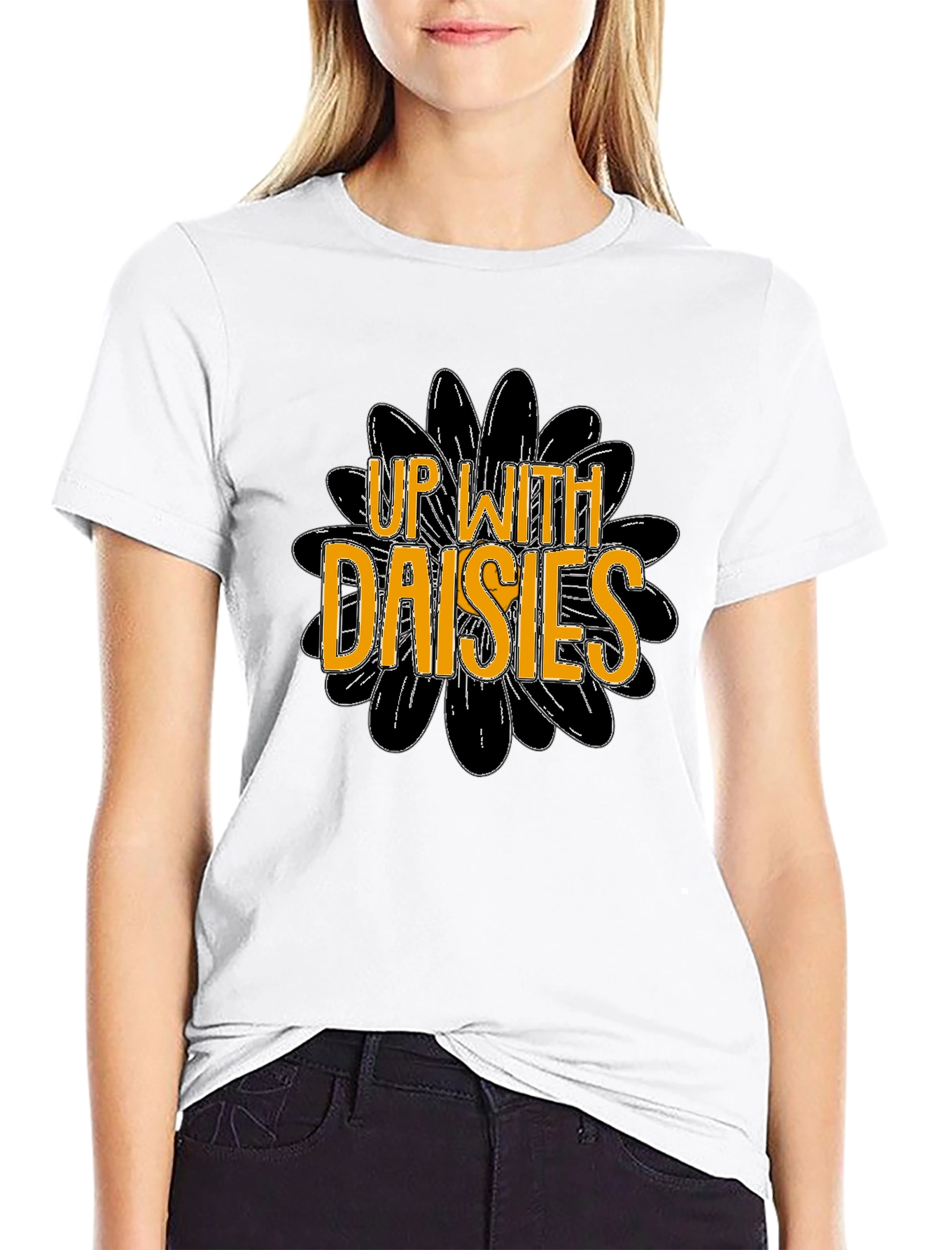 Up With Daisies Graphic T-Shirt - Black