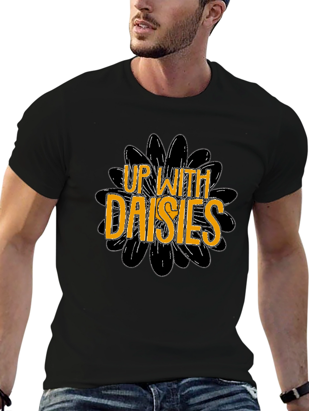 Up With Daisies Graphic T-Shirt - Black