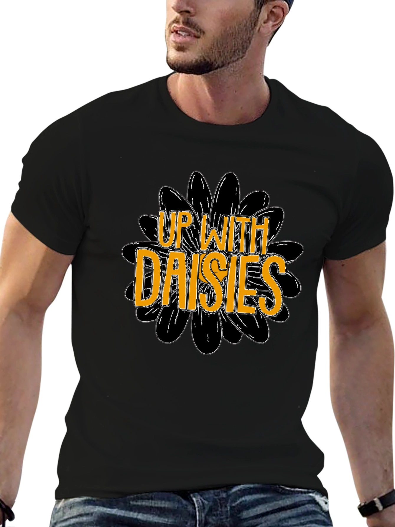 Up With Daisies Graphic T-Shirt - Black