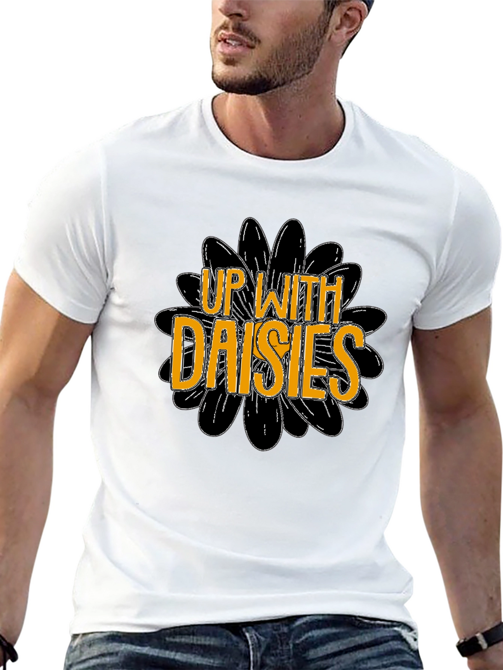 Up With Daisies Graphic T-Shirt - Black