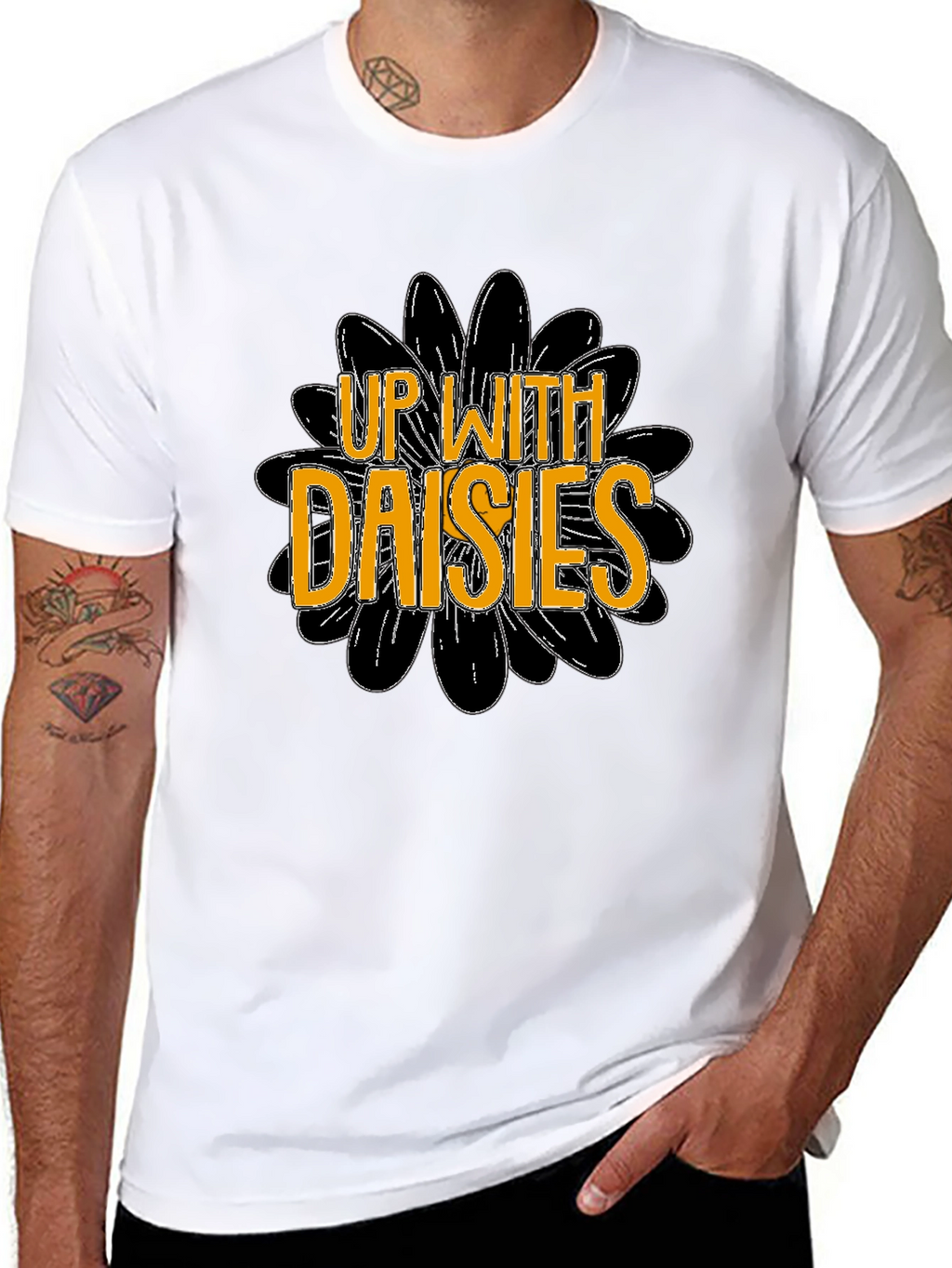 Up With Daisies Graphic T-Shirt - Black