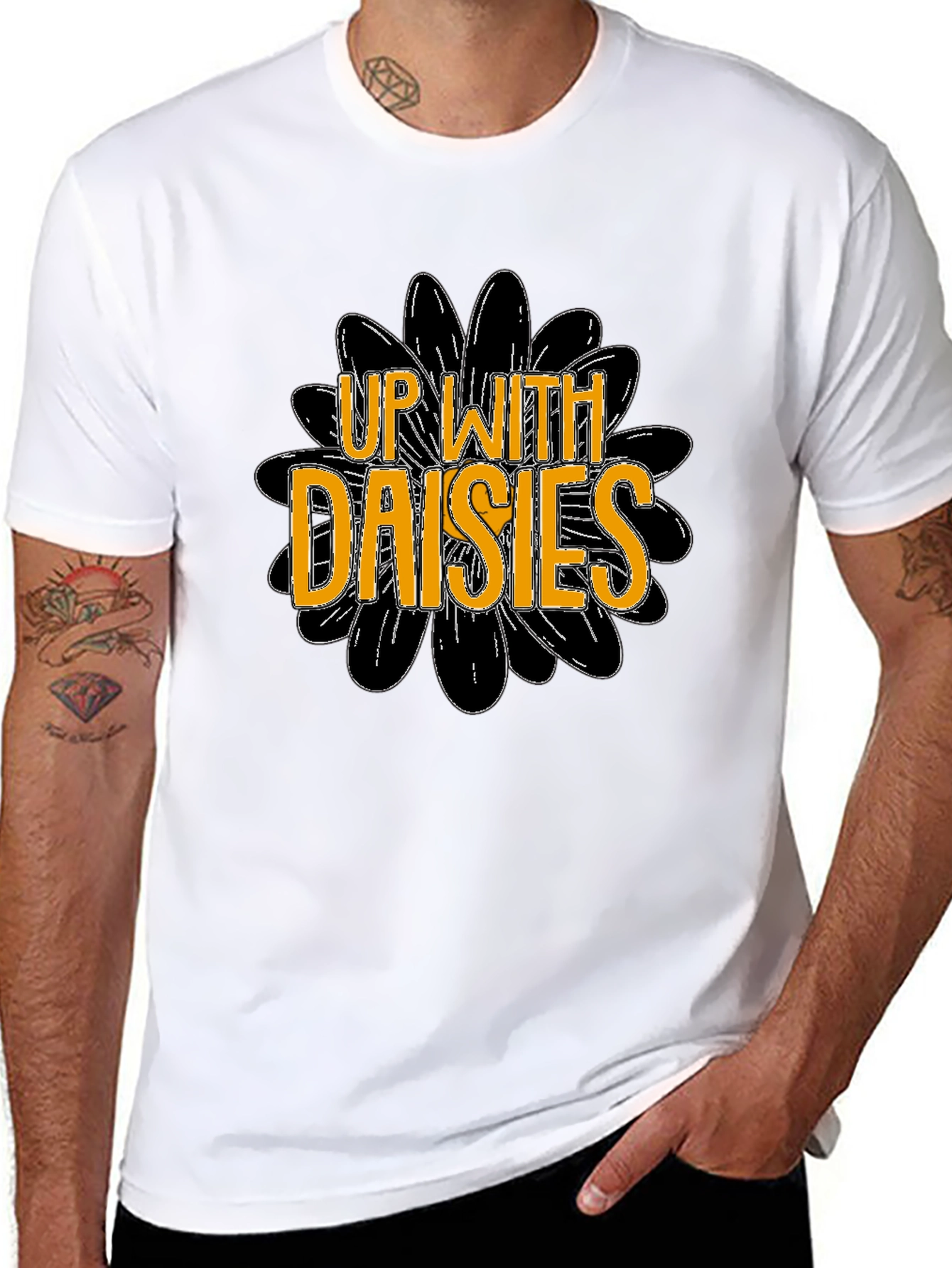Up With Daisies Graphic T-Shirt - Black