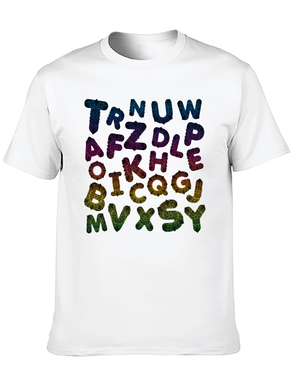 Alphabet Mandala Print Black T-Shirt
