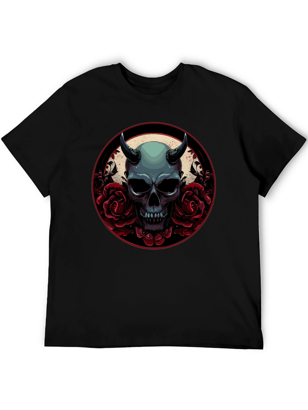 Skull & Roses Graphic Tee - Dark Aesthetic