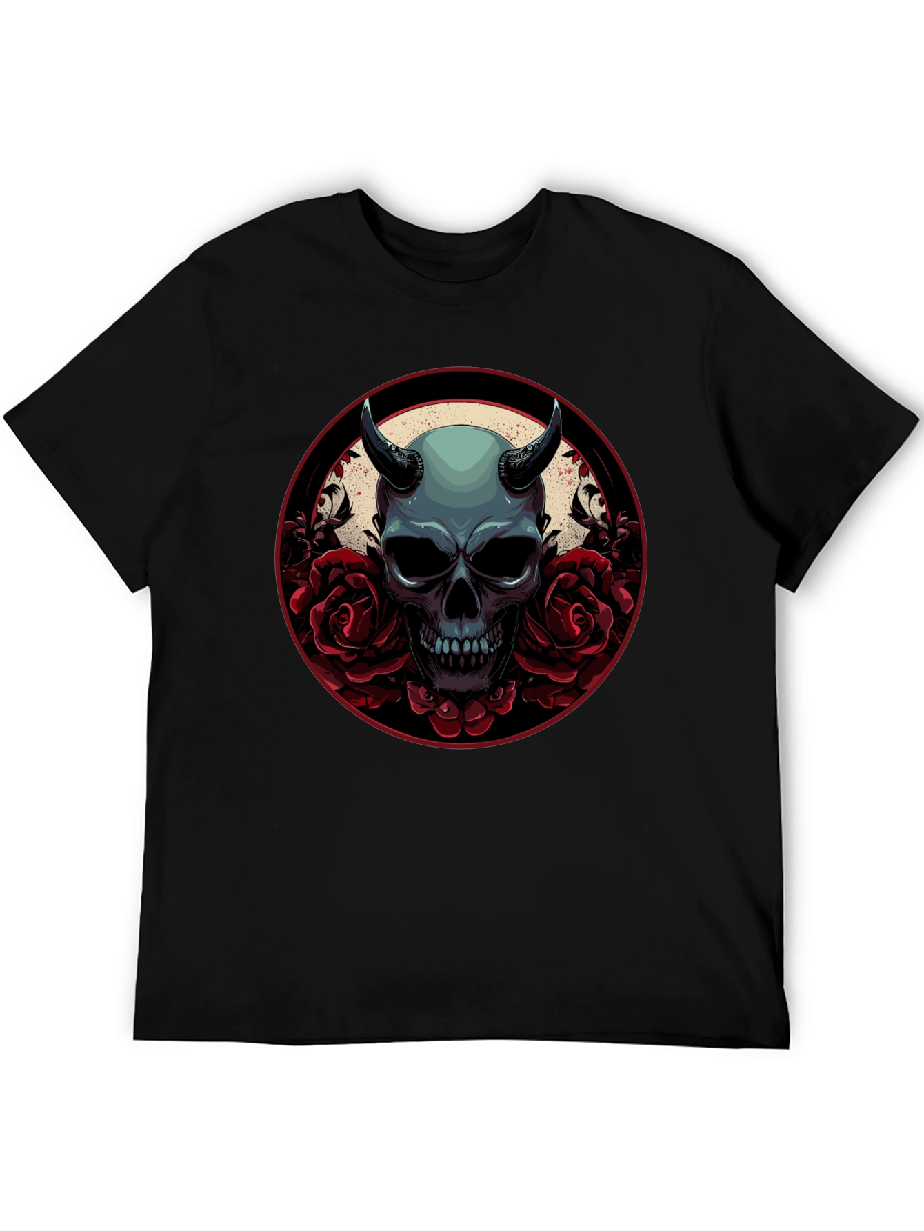 Skull & Roses Graphic Tee - Dark Aesthetic