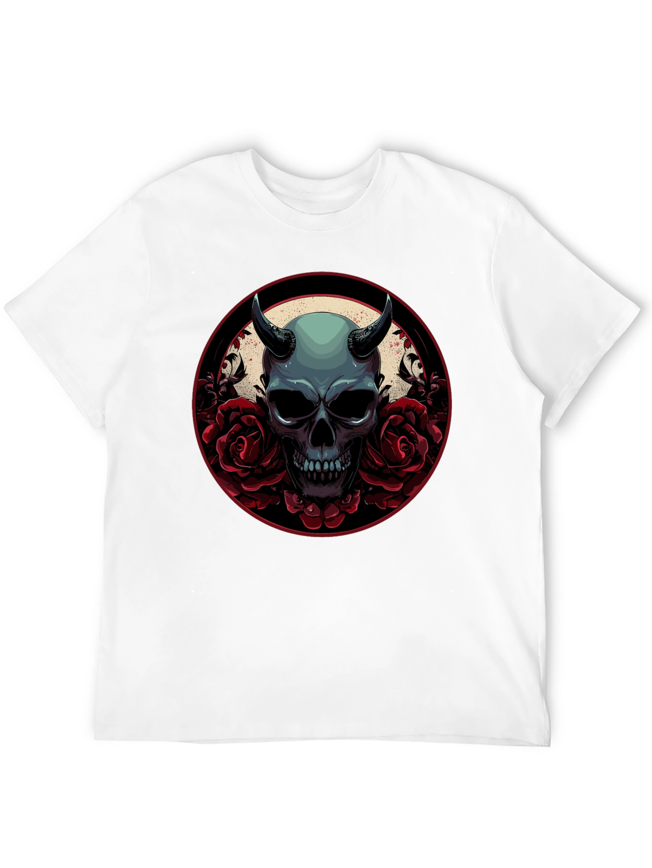 Skull & Roses Graphic Tee - Dark Aesthetic