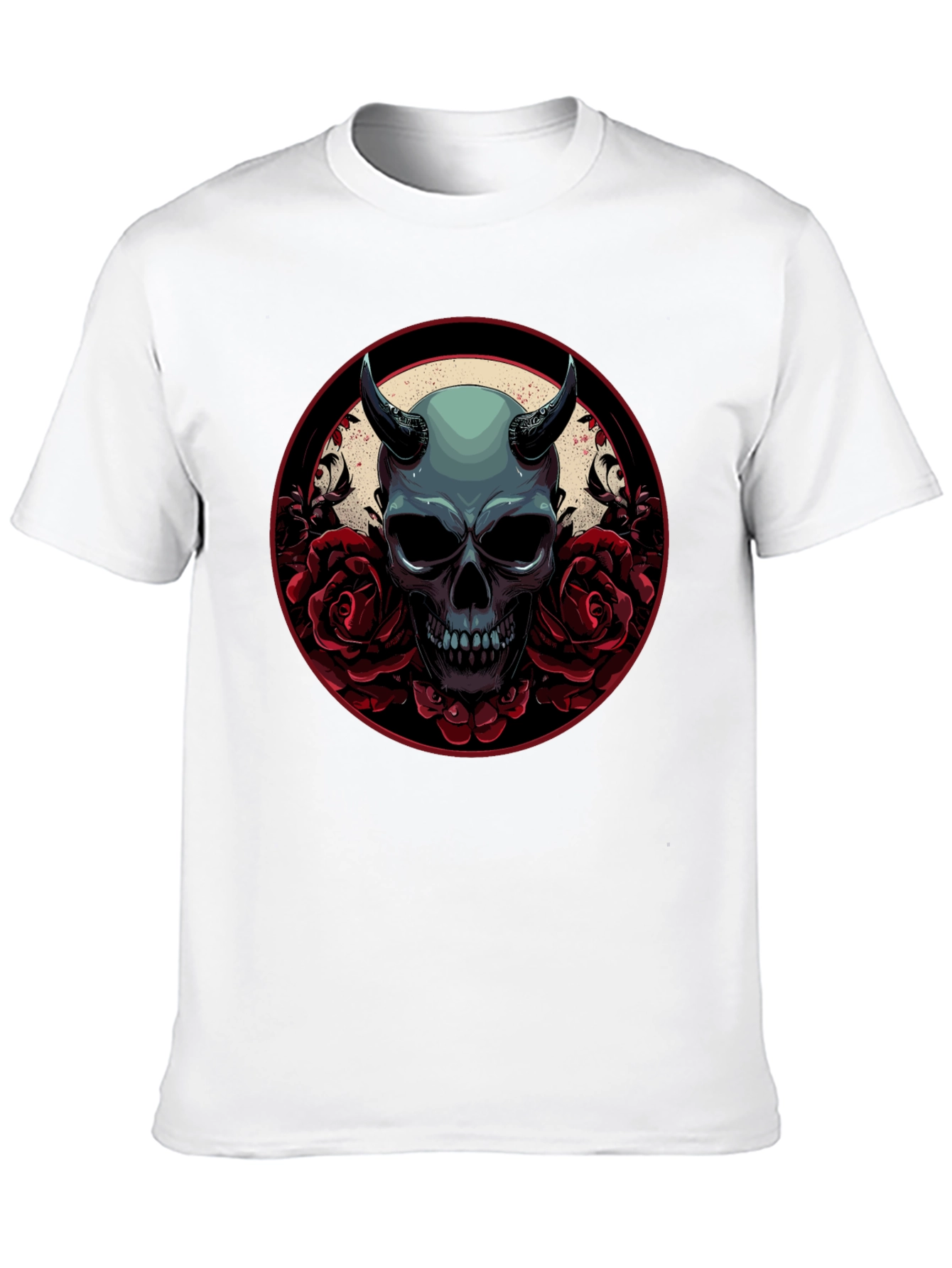 Skull & Roses Graphic Tee - Dark Aesthetic