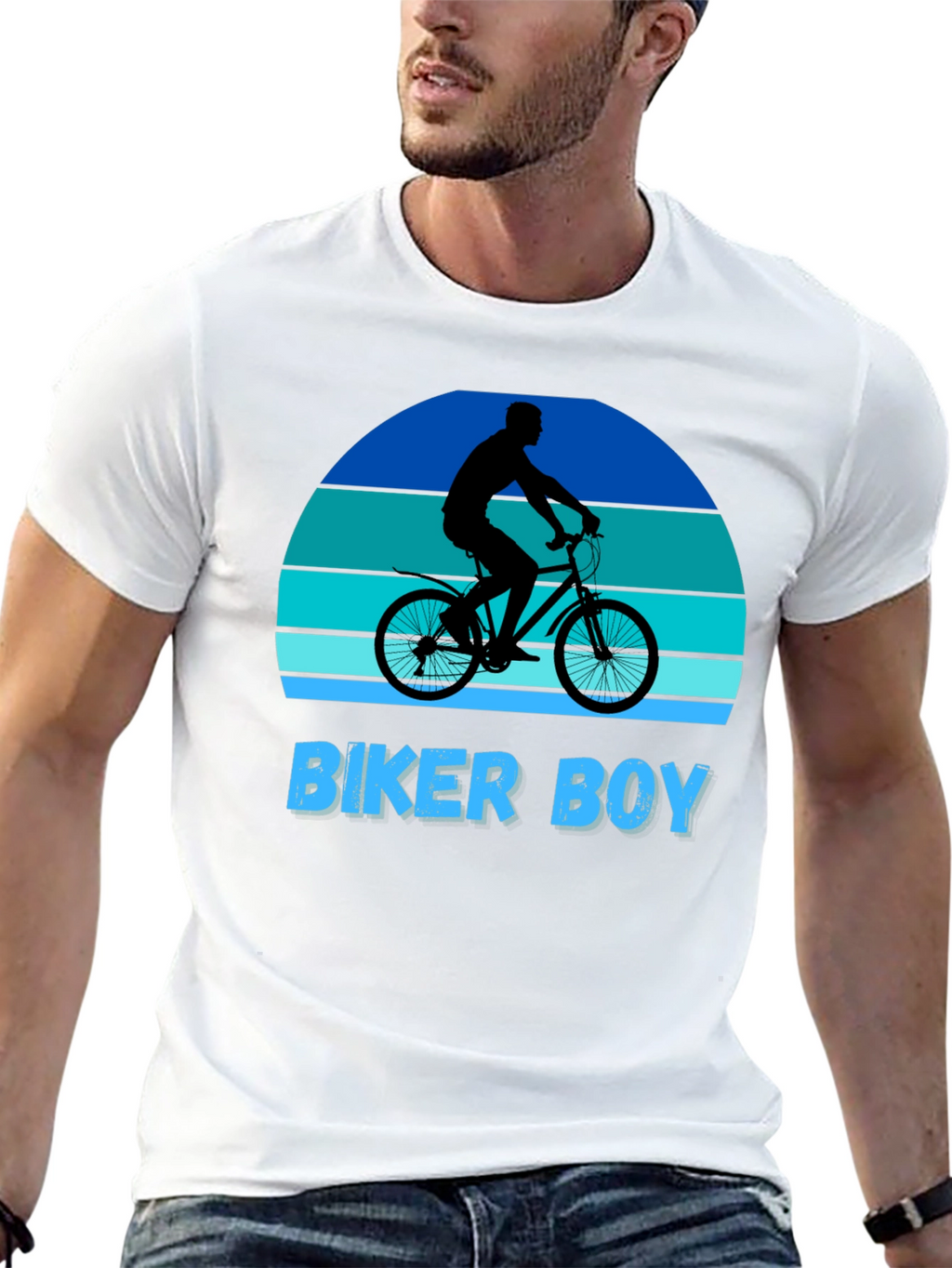 Biker Boy Graphic Tee - Retro Sunset Design