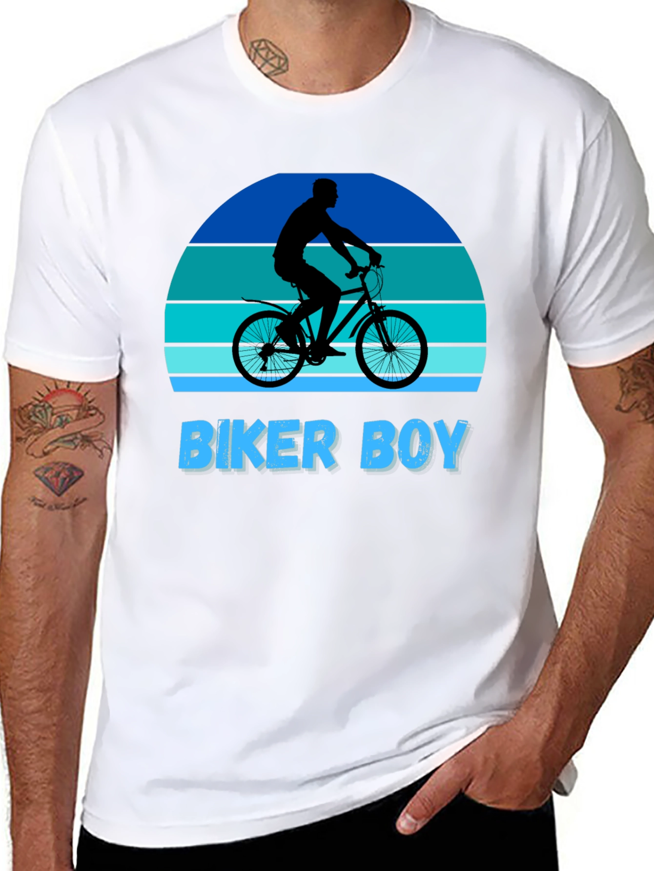 Biker Boy Graphic Tee - Retro Sunset Design
