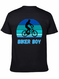Biker Boy Graphic Tee - Retro Sunset Design