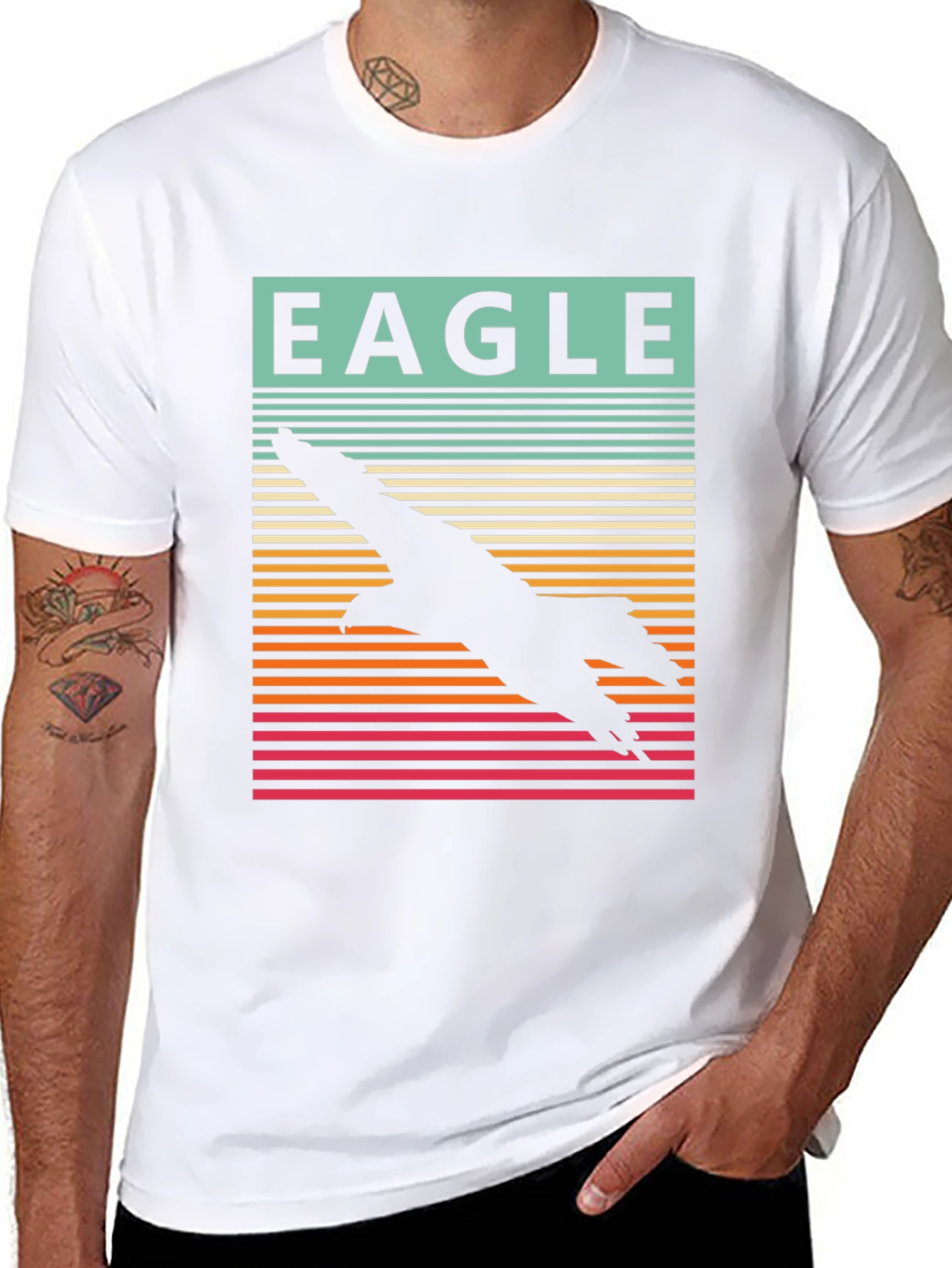 Eagle Silhouette Retro Style Graphic T-Shirt