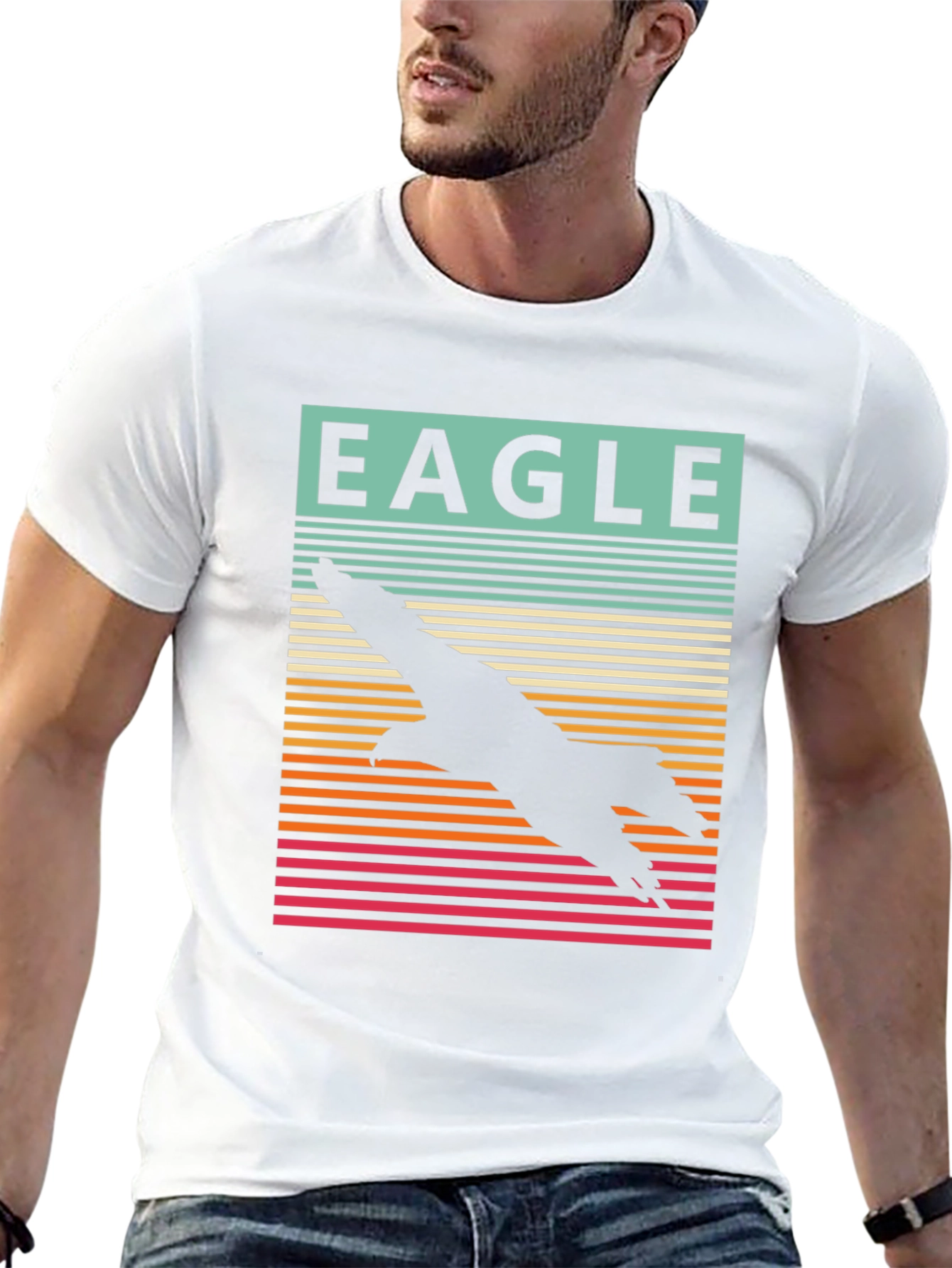 Eagle Silhouette Retro Style Graphic T-Shirt