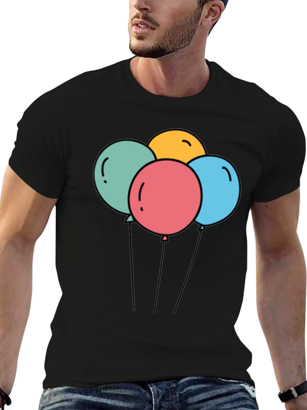 Balloons Graphic Black T-Shirt