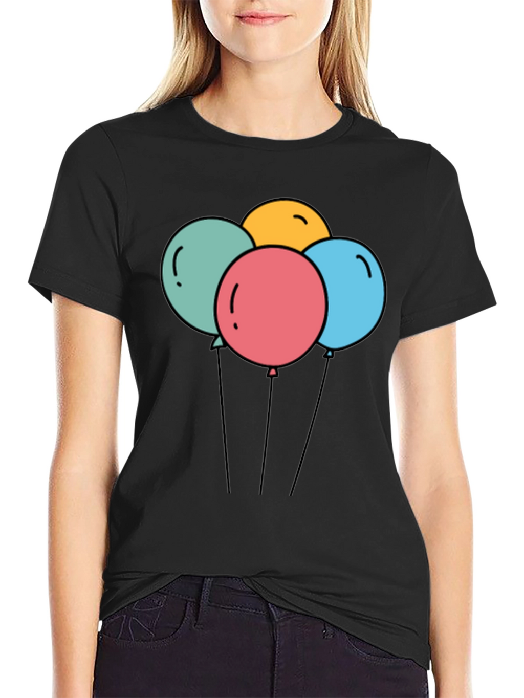 Balloons Graphic Black T-Shirt