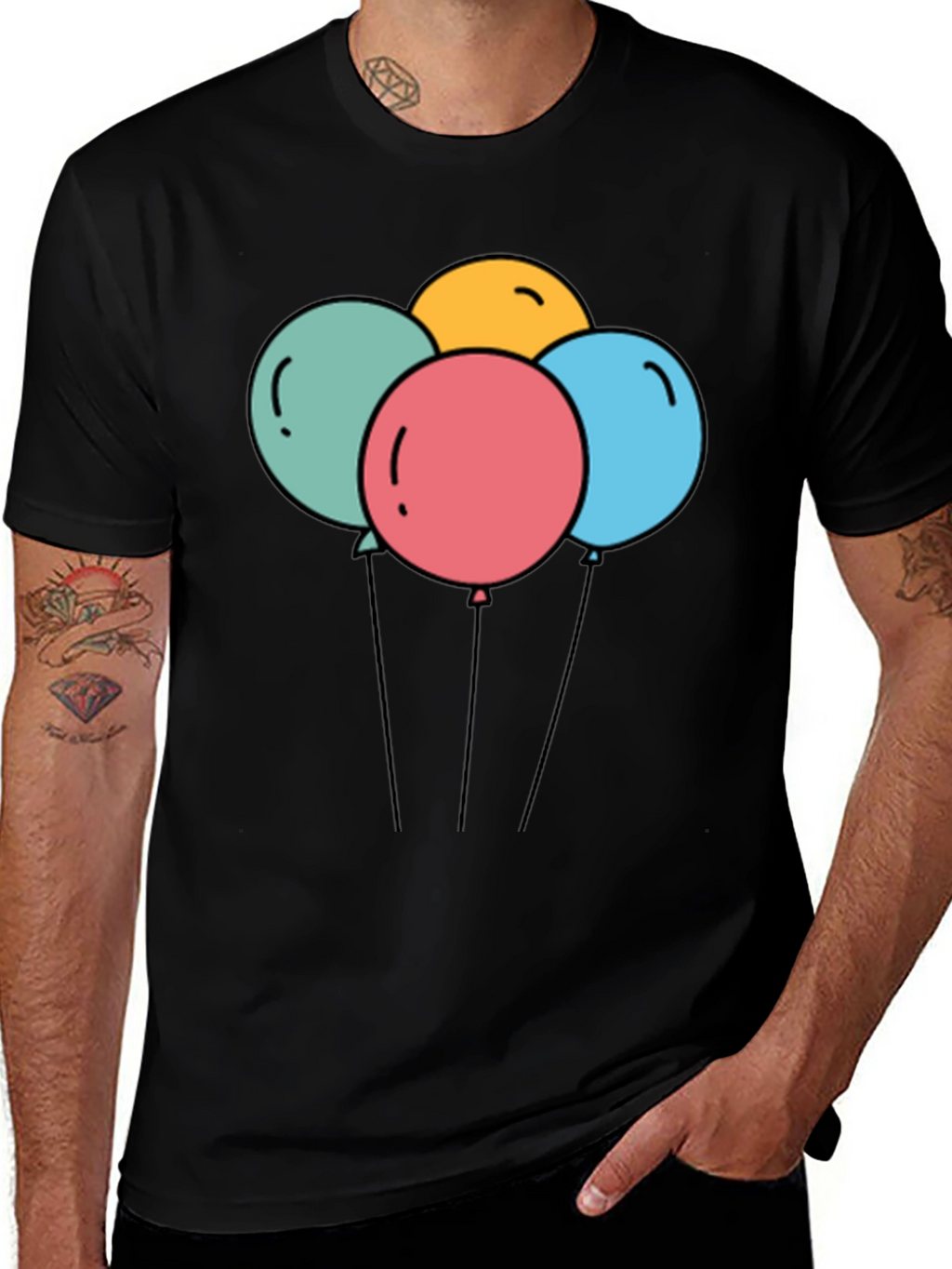 Balloons Graphic Black T-Shirt