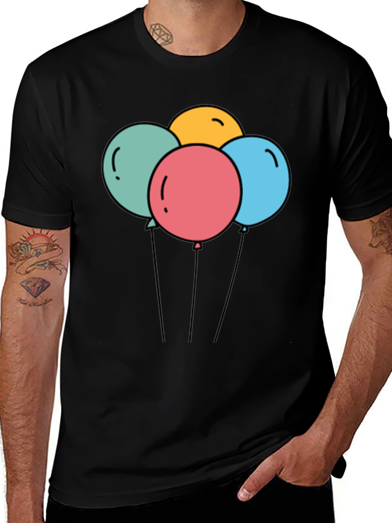 Balloons Graphic Black T-Shirt