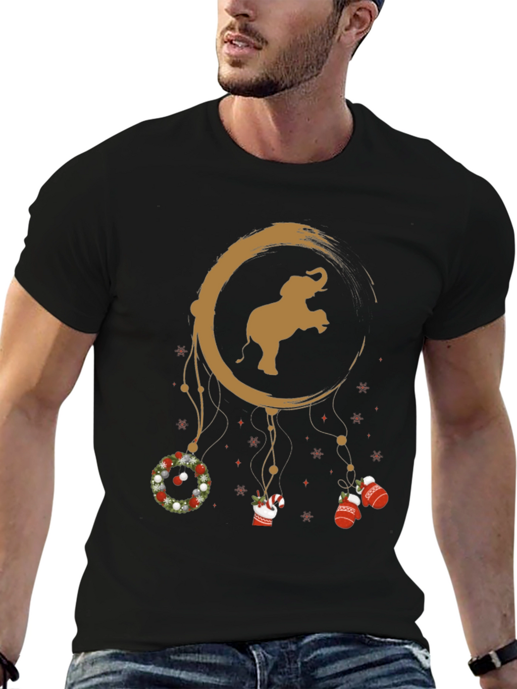 Festive Elephant Dreamcatcher Graphic Tee