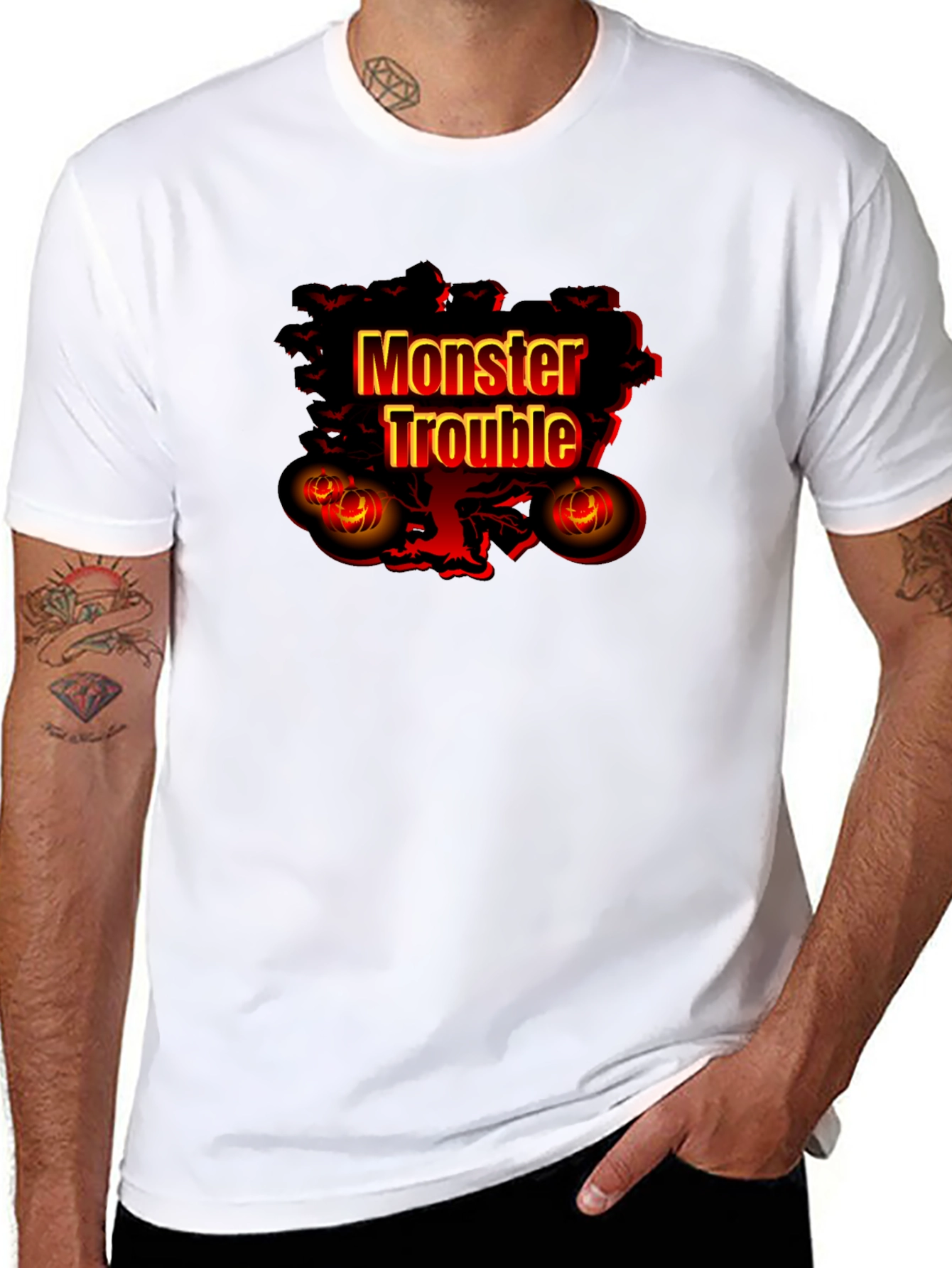 Monster Trouble Graphic Tee - Halloween Shirt