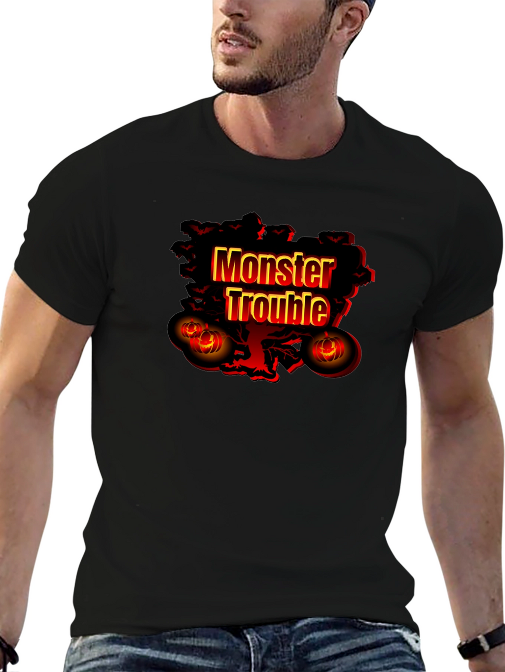 Monster Trouble Graphic Tee - Halloween Shirt