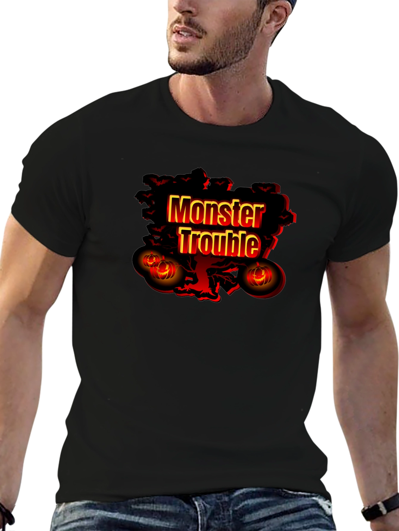 Monster Trouble Graphic Tee - Halloween Shirt