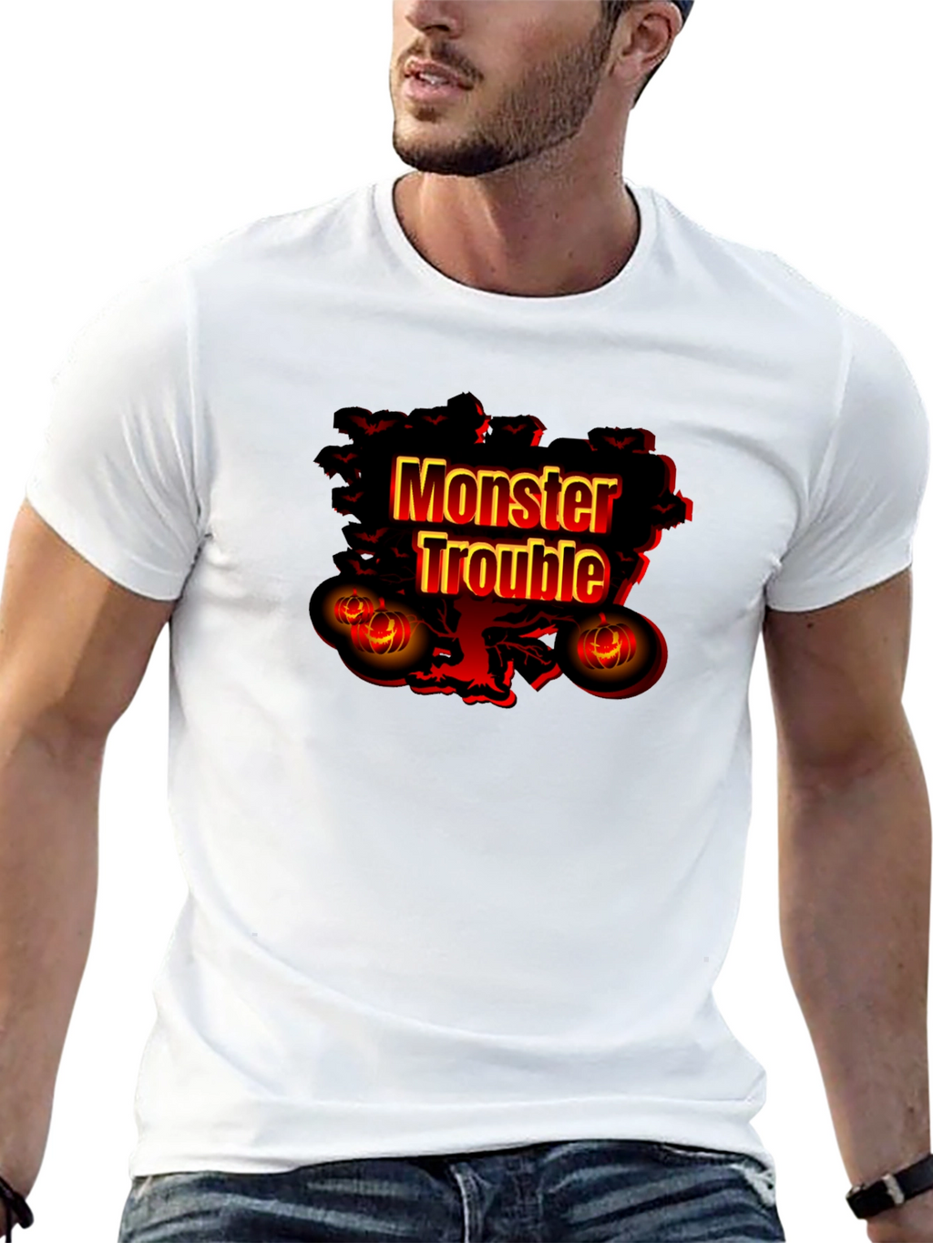 Monster Trouble Graphic Tee - Halloween Shirt