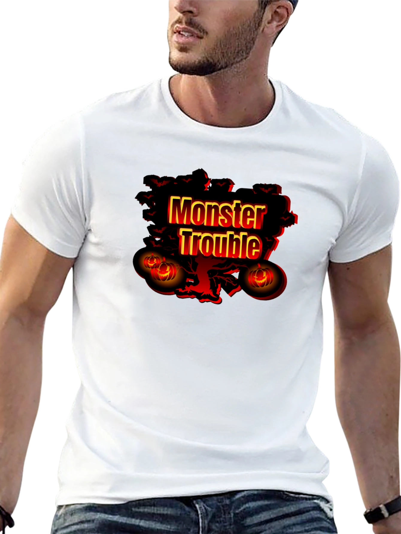 Monster Trouble Graphic Tee - Halloween Shirt