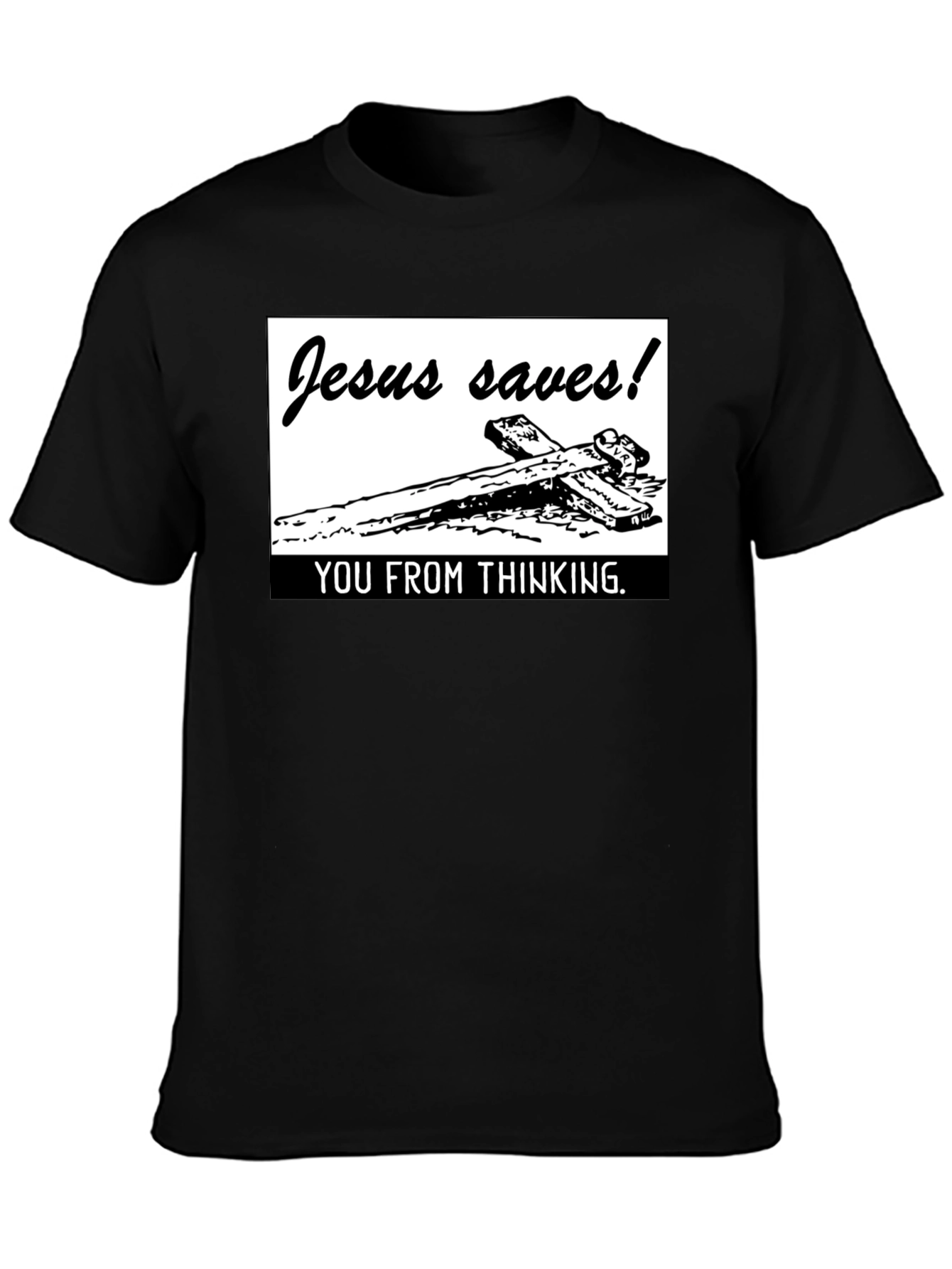 Jesus Saves! Graphic T-Shirt - Black