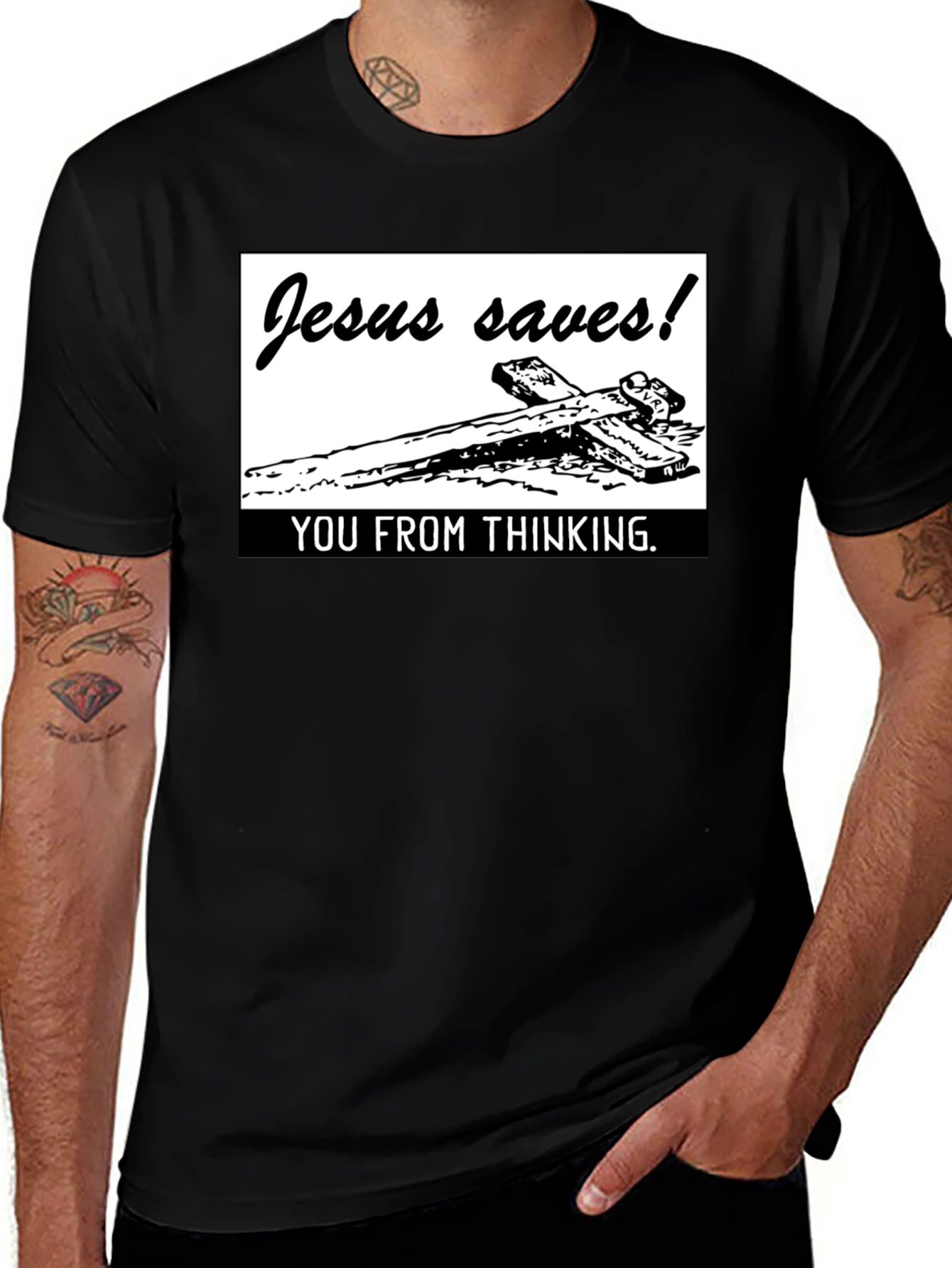 Jesus Saves! Graphic T-Shirt - Black