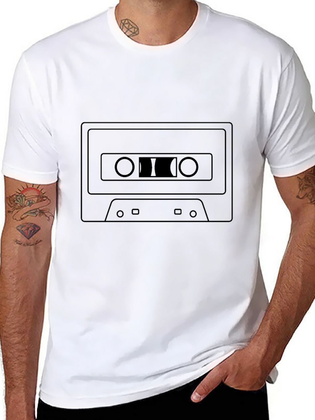 Retro Cassette Tape Graphic Black T-Shirt
