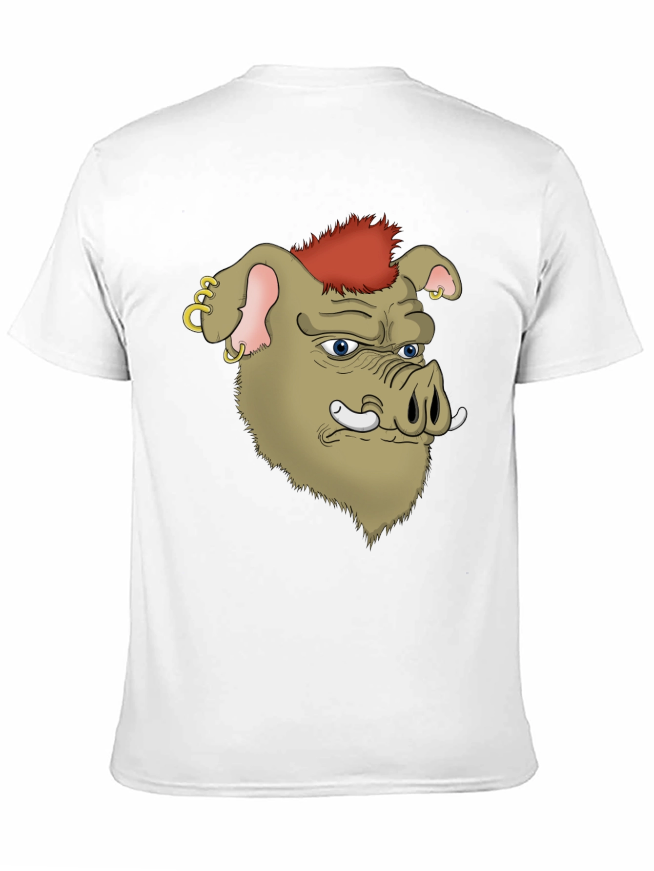 Boar Cartoon Graphic Black T-Shirt