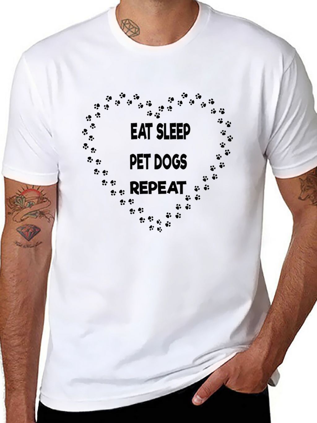 Eat Sleep Pet Dogs Repeat Black T-Shirt