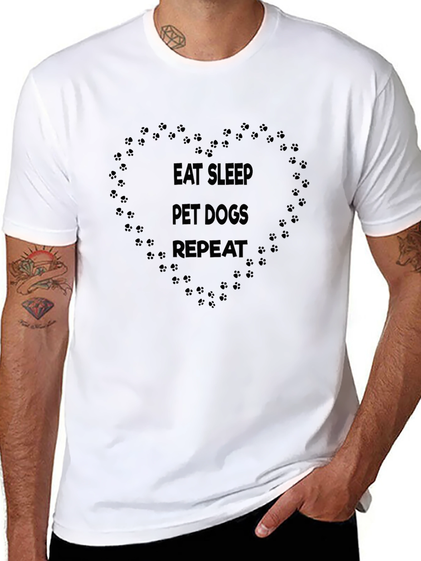 Eat Sleep Pet Dogs Repeat Black T-Shirt