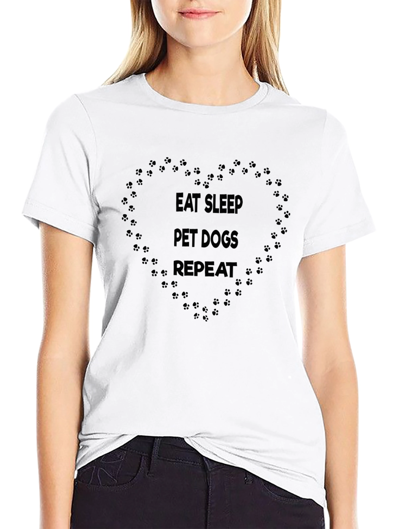 Eat Sleep Pet Dogs Repeat Black T-Shirt