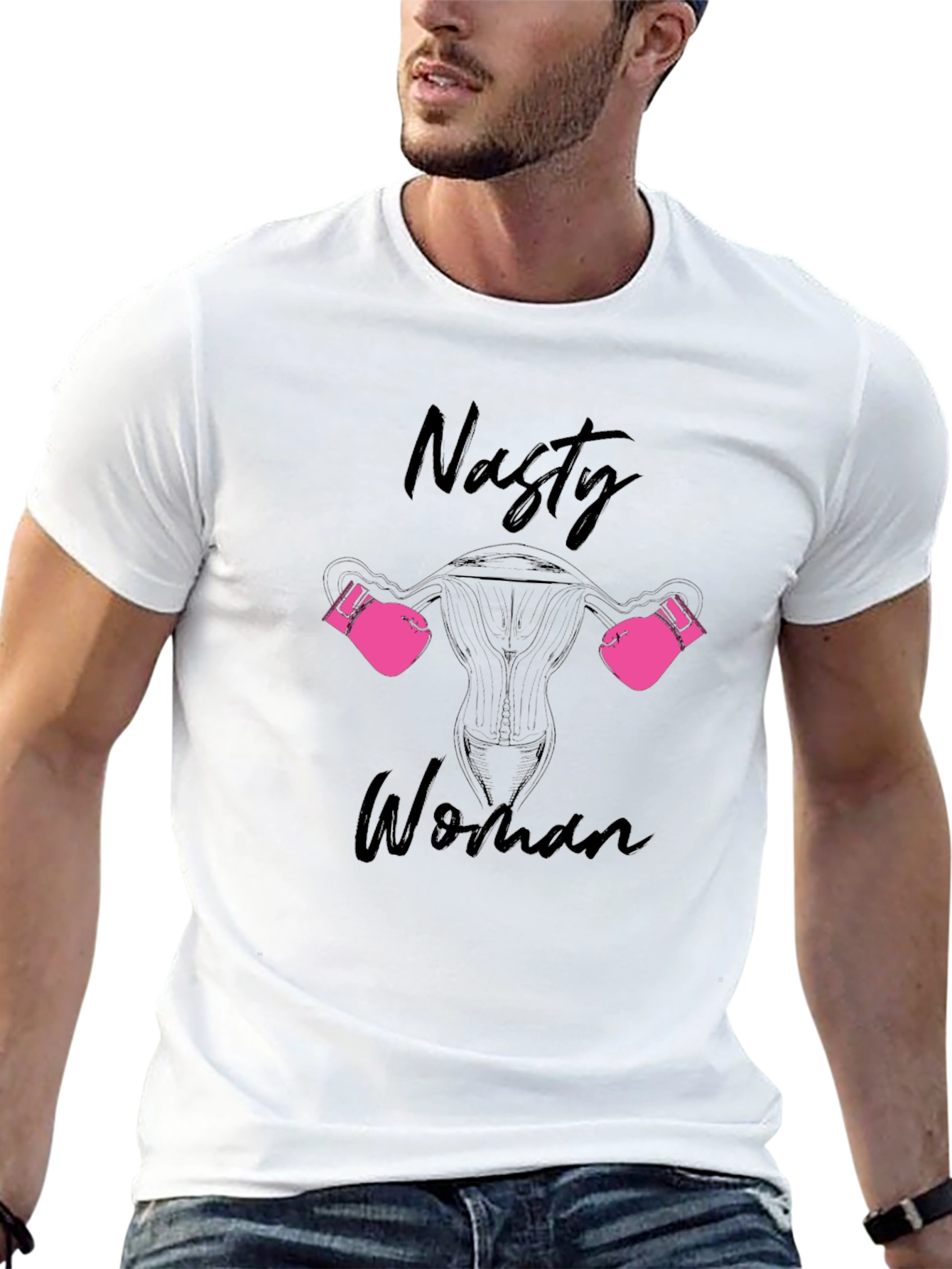 Nasty Woman Uterus Boxing Gloves Black T-Shirt