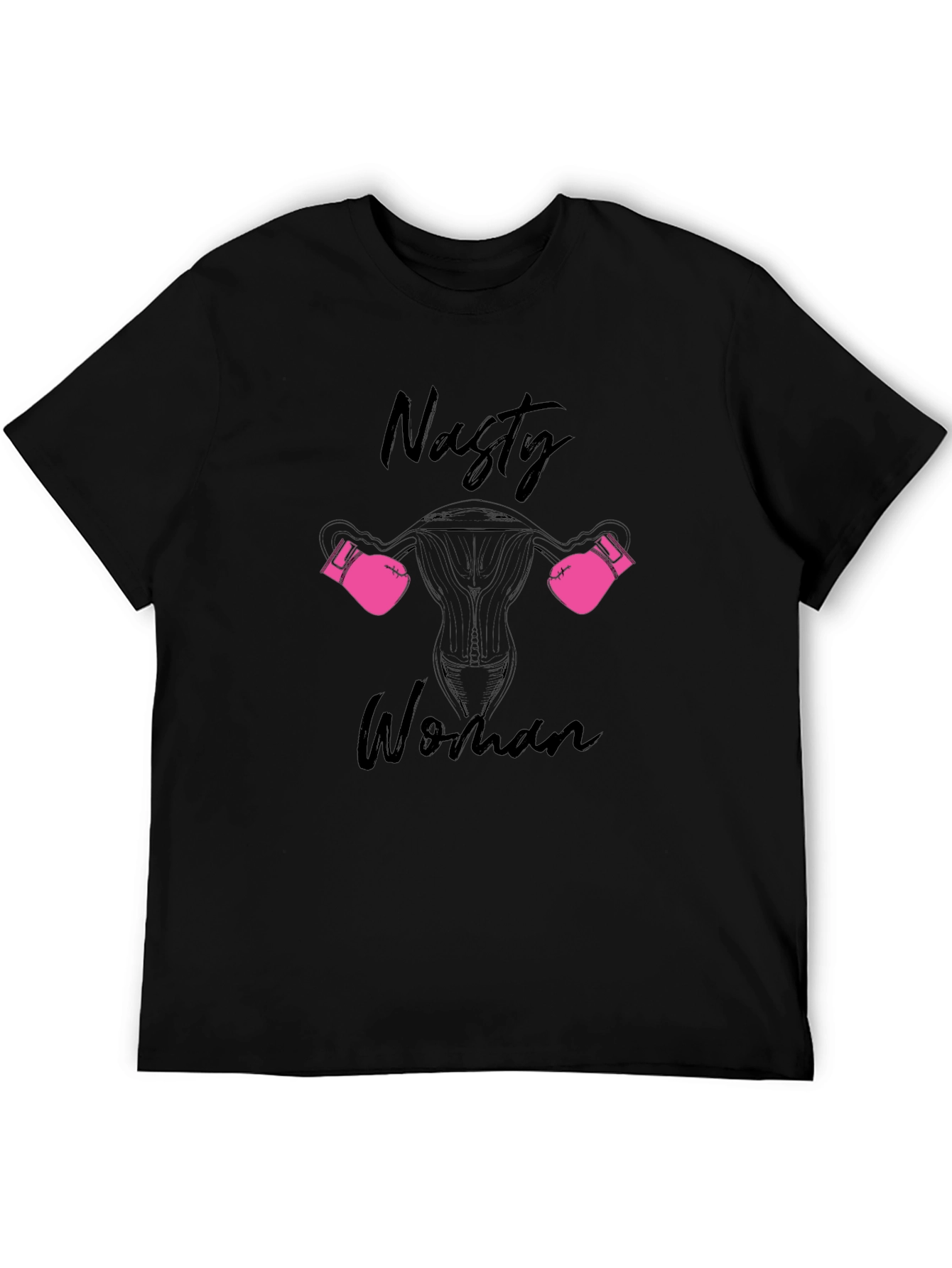 Nasty Woman Uterus Boxing Gloves Black T-Shirt