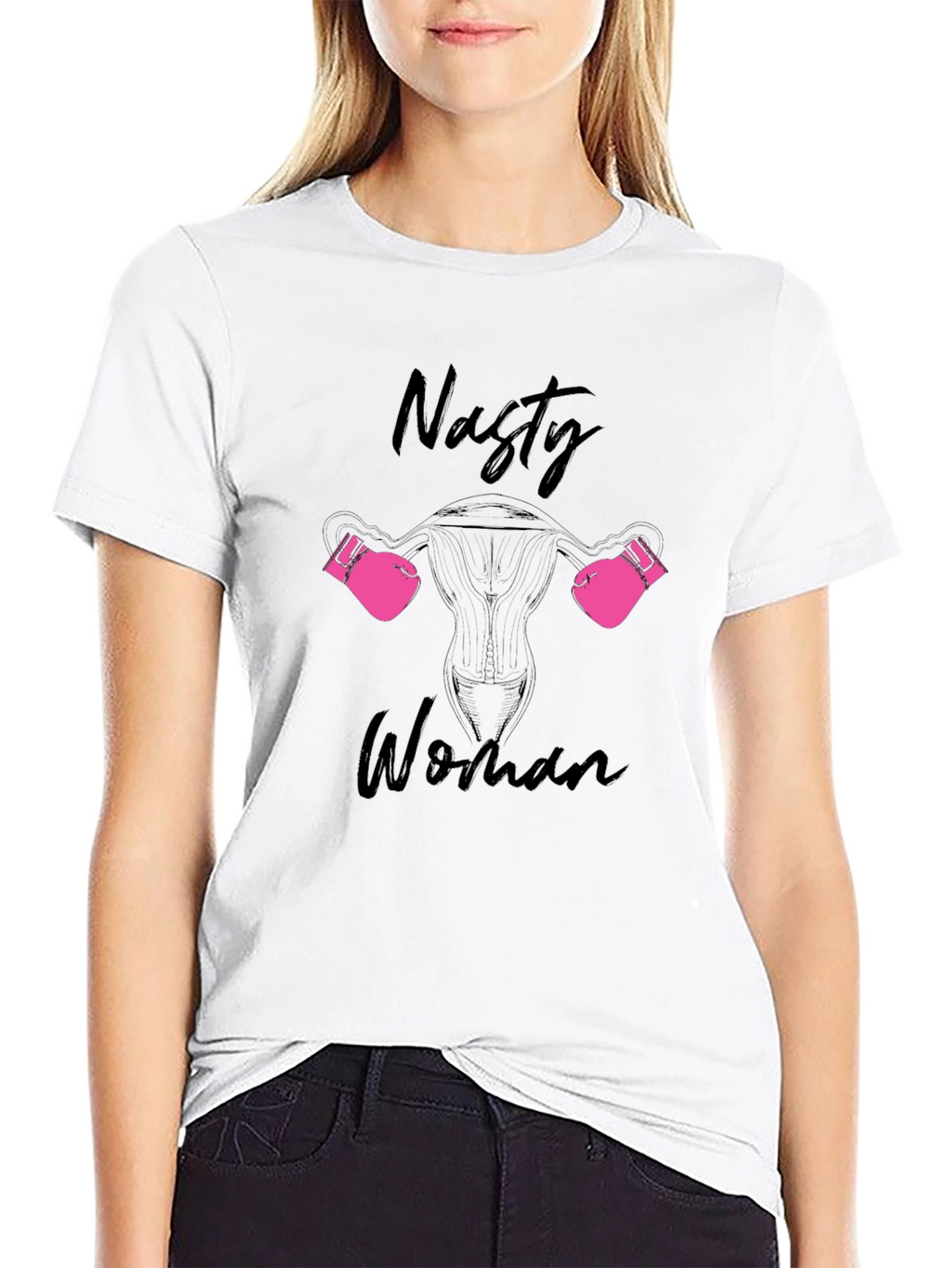 Nasty Woman Uterus Boxing Gloves Black T-Shirt