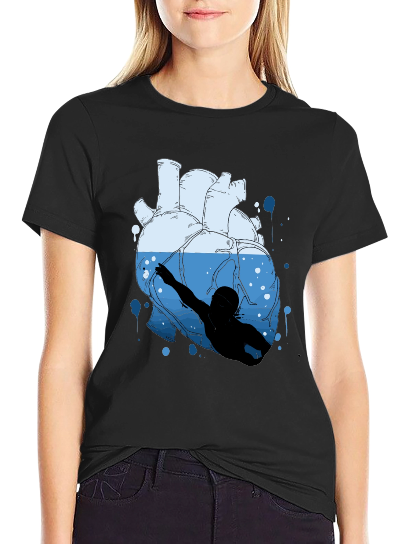 Heart Swimmer Graphic Tee - Unique Design!