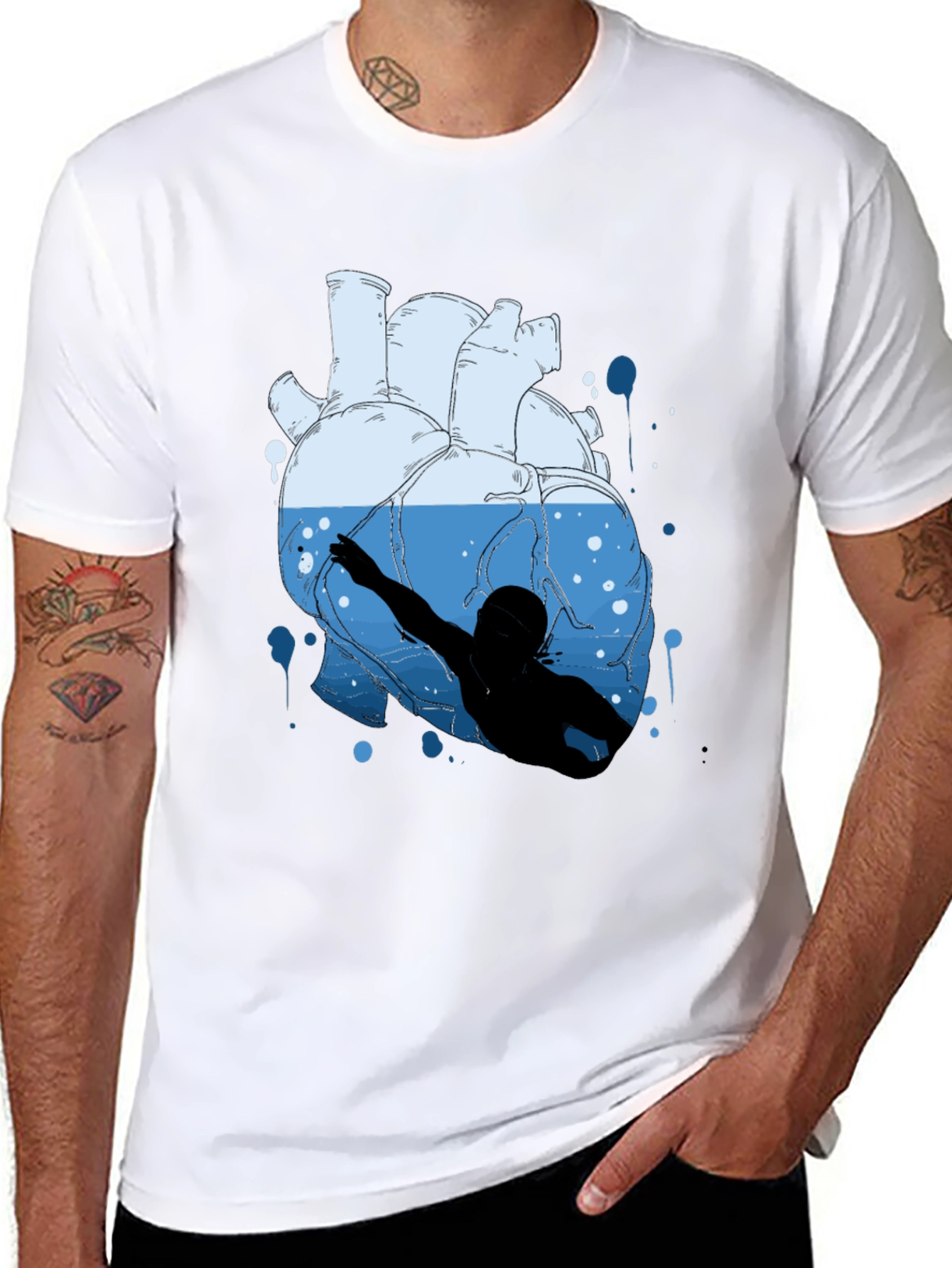 Heart Swimmer Graphic Tee - Unique Design!