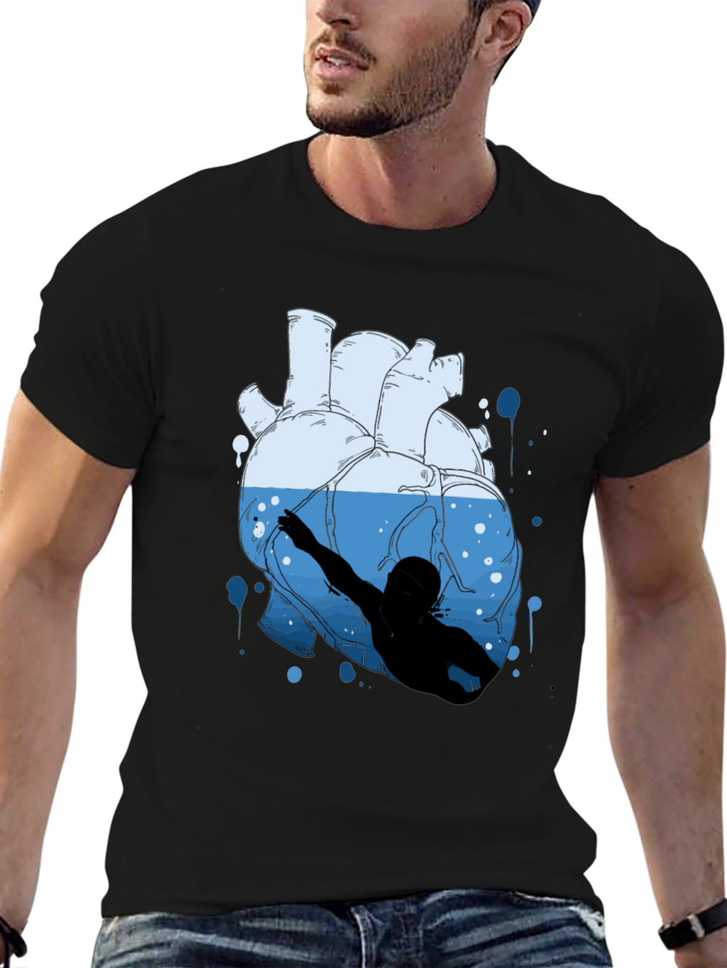 Heart Swimmer Graphic Tee - Unique Design!