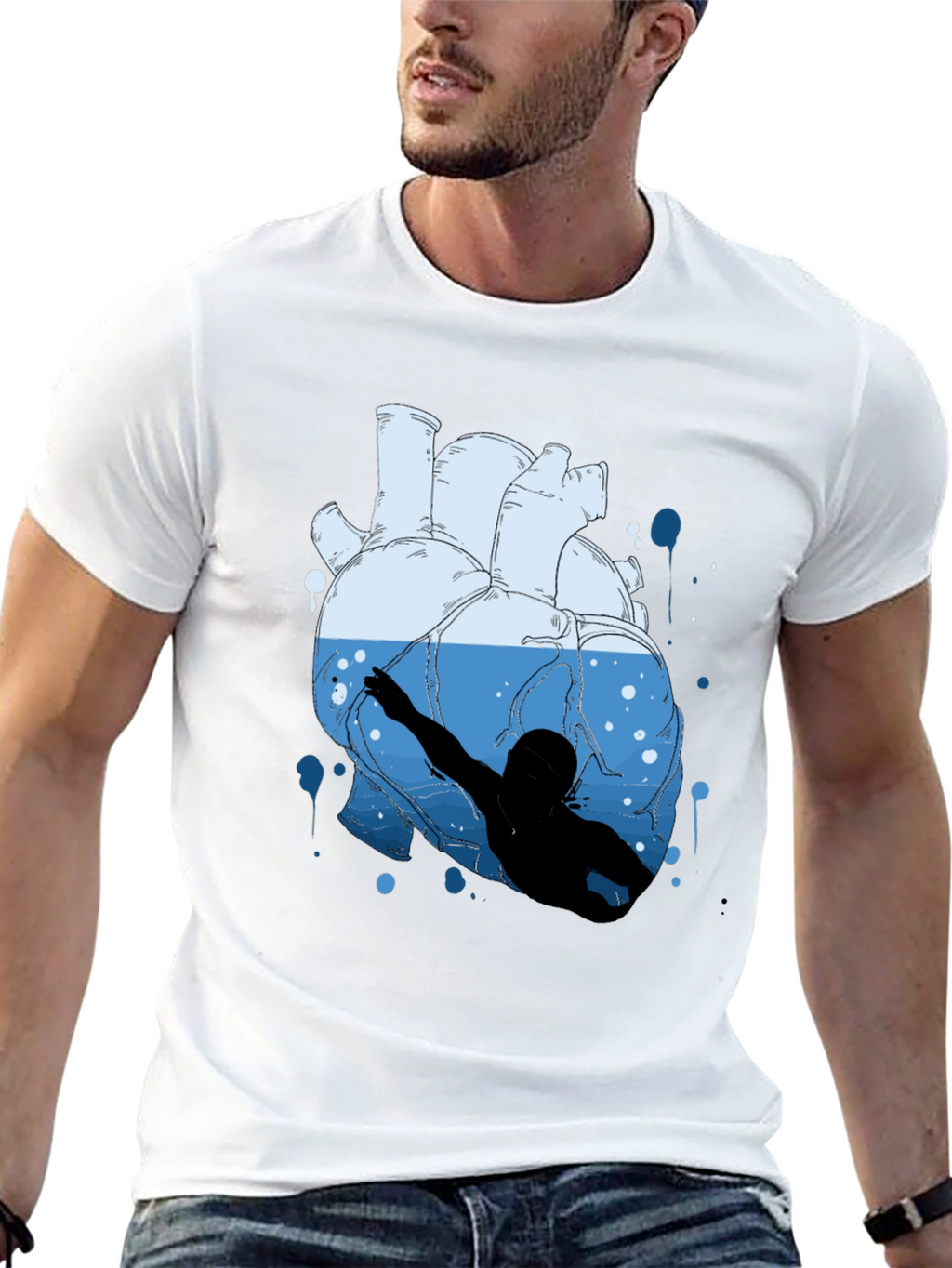 Heart Swimmer Graphic Tee - Unique Design!
