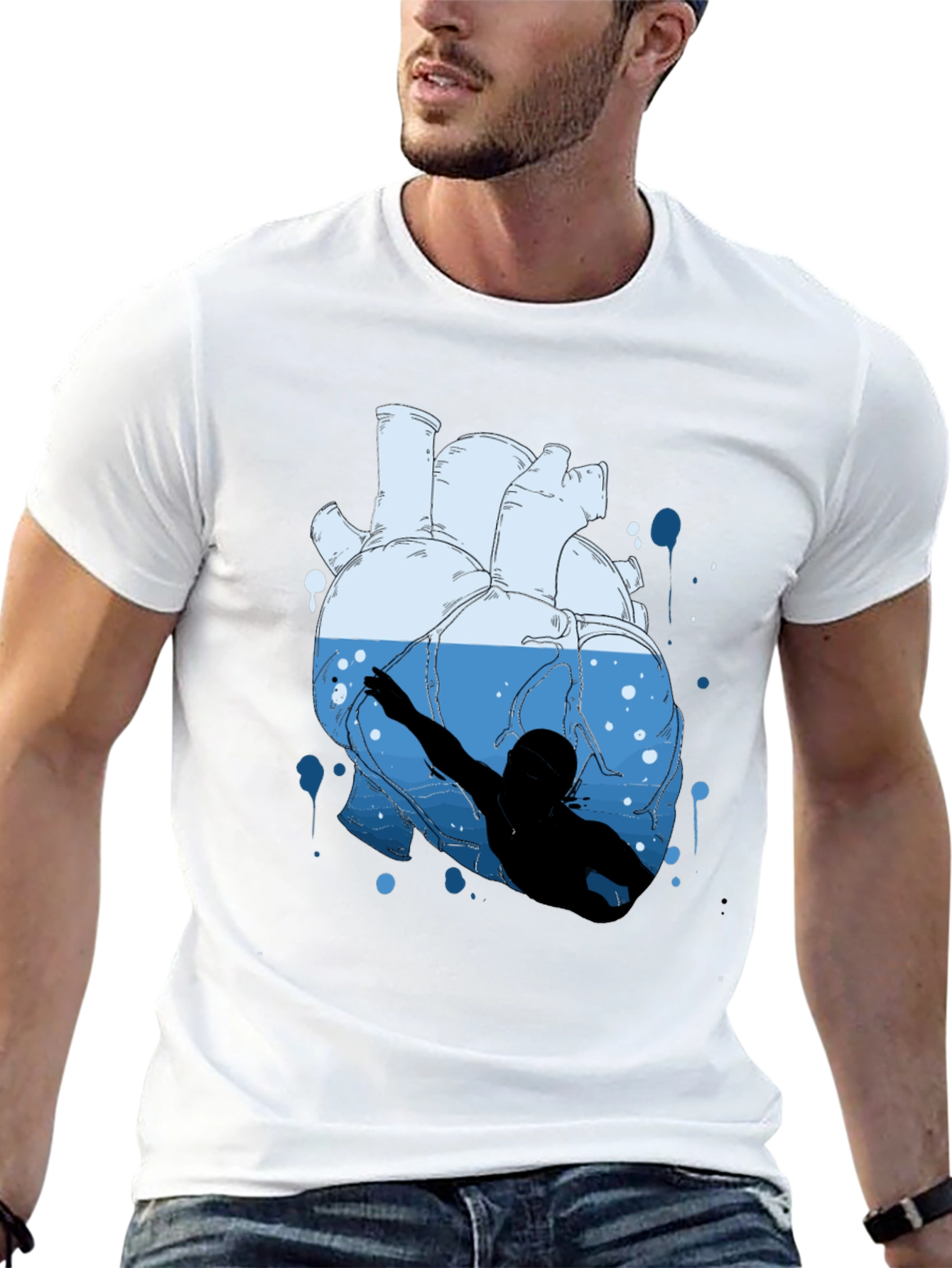 Heart Swimmer Graphic Tee - Unique Design!