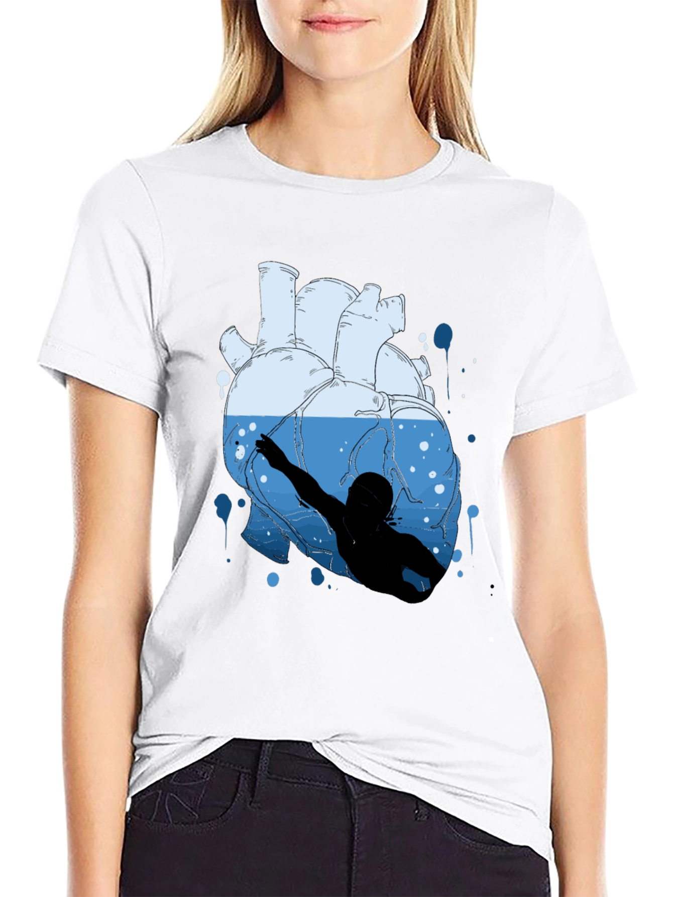 Heart Swimmer Graphic Tee - Unique Design!