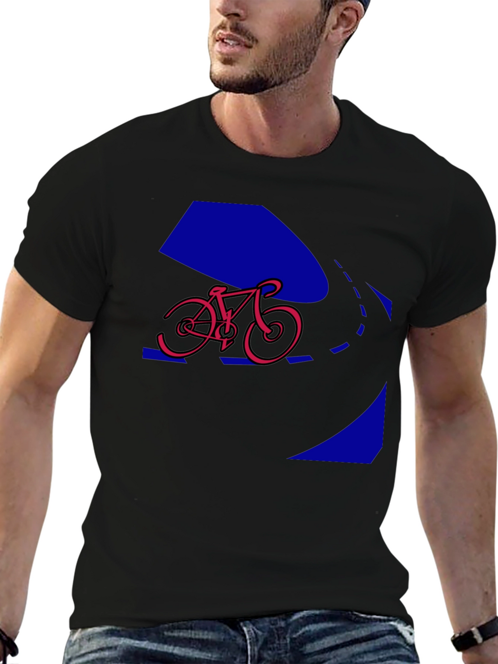 Bike Graphic Tee - Black Crew Neck